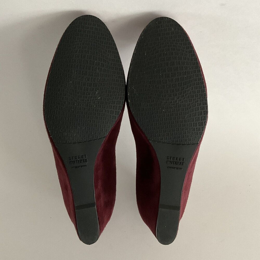 Stuart Weitzman Wedge Burgundy Slip-on Pumps 10 - Picture 9 of 13